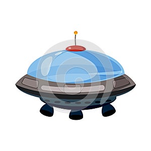 Flying saucer icon, cartoon style