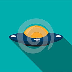 Flying saucer icon, flat style