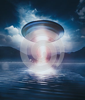 Flying saucer on a lake