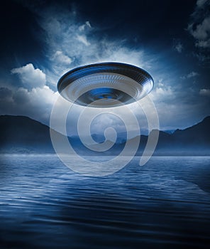 Flying saucer on a lake