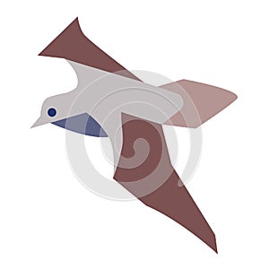 Flying seagull flat illustration on white