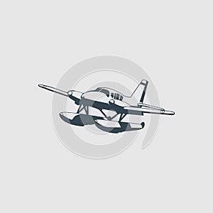 The flying seaplane illustration logo