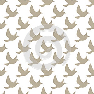 Flying silhouette little natural bird seamless pattern on white