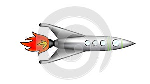 Flying Silver Rocket with Transparent Background