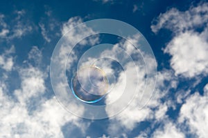 Flying soapbubble in the sky
