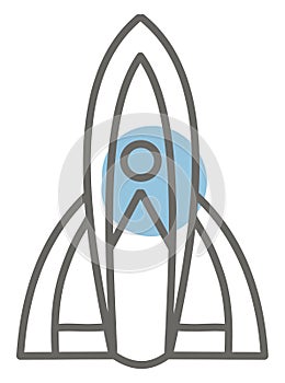 Flying space rocket, icon