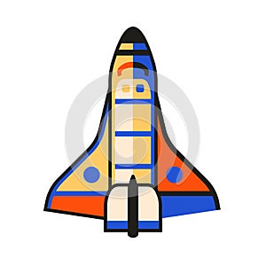 Flying Space Shuttle Icon in Flat Design