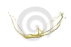 Flying splash yellow liquid on a white background