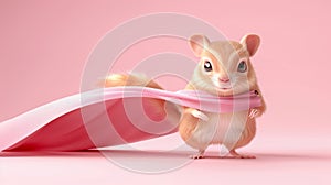 Flying squirrel in superhero cape on pastel gradient background with ample space for text placement