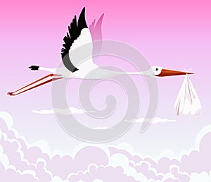 Flying Stork Delivering Girl