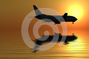 Flying in the sunset