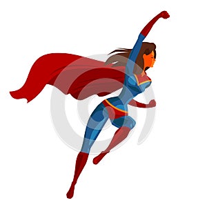 Flying superhero. Cartoon vector illustration