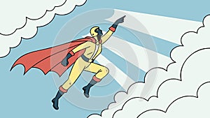 Flying Superhero in Dynamic Action Pose, vector design Generative AI
