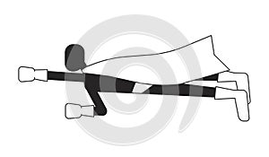 Flying superhero flat monochrome isolated vector object