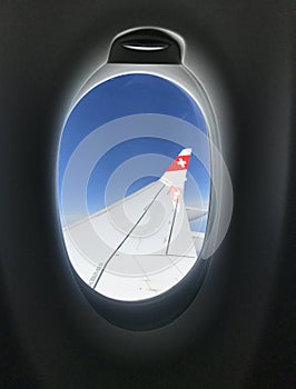 Flying with Swiss, view by the window
