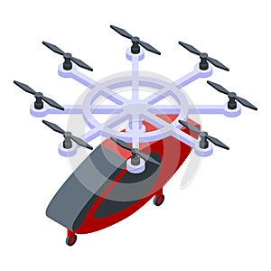 Flying taxi icon, isometric style