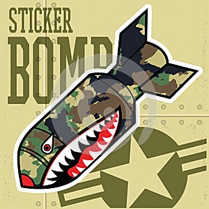 Flying Tiger Shark Mouth P-40  Sticker Vinyl on green  background Vector illustrator