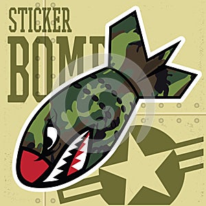 Flying Tiger Shark Mouth P-40  Sticker Vinyl on green  background Vector illustrator