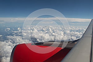 Flying to New Horizons â€“ Above the Clouds View Shot from a Plane