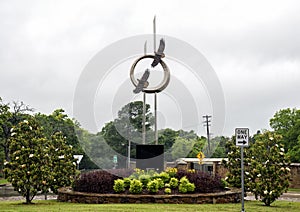 `Flying Together` by artist Adam Schultz on a roundabout in Southlake, Texas.