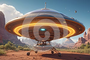 Flying ufo disk alien spaceship