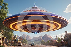 Flying ufo disk alien spaceship