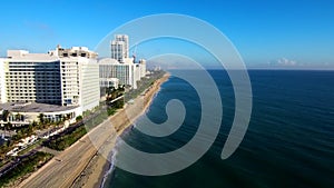 Flying upwards viewing the Miami beach