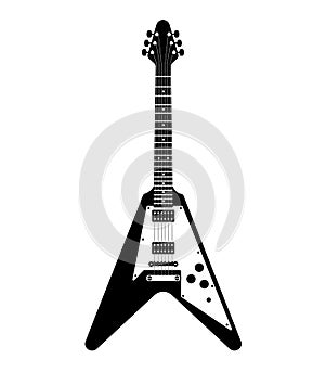 Flying V Electric Guitar Silhouette, Electric Guitar Musical Instruments