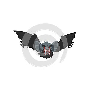 Flying vampire bat vector Illustration on a white background