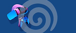 Flying vr headset and controller joystick.