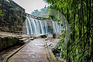 Flying Waterfall in Bamboo Forest of Bamboo Sea Area in