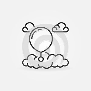 Flying Weather Balloon in Atmosphere vector concept linear icon