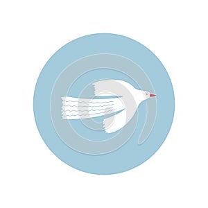 Flying white bird illustration circle icon sticker