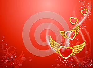 Flying winged love hearts