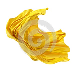 flying yellow drapery fabric isoalted on a white background, AI Generative