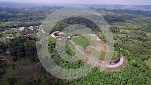 Flyover aerial view of Chocolate hills. Bohol, Philippines.
