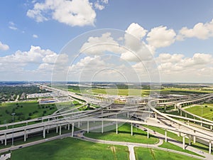 Flyover Katy freeway Interstate 10 stack interchange cloud blue