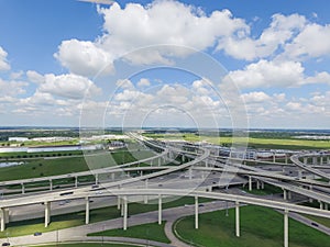 Flyover Katy freeway Interstate 10 stack interchange cloud blue