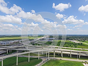 Flyover Katy freeway Interstate 10 stack interchange cloud blue