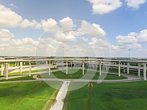 Flyover Katy freeway Interstate 10 stack interchange cloud blue