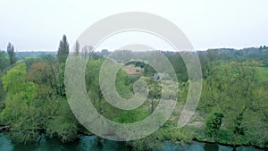 Flyover of River Great Ouse near Cambridge, England