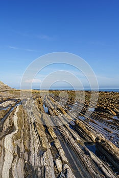 Flysch geological coastline, Flysch formations in Zumaya in the Basque Country, Spain photo