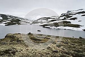 Flyvotni lake near scenic route Aurlandsfjellet, Norway