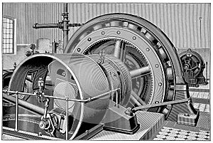 Flywheel dynamo, 200 kilowatts.