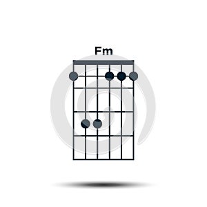 Fm, Basic Guitar Chord Chart Icon Vector Template