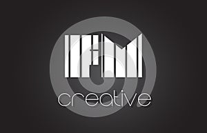 FM F M Letter Logo Design With White and Black Lines.