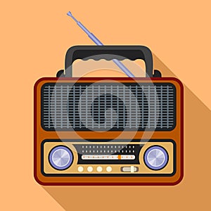 Fm radio icon, flat style