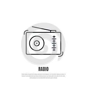 FM receiver Icon. Radio sign. Line art style.