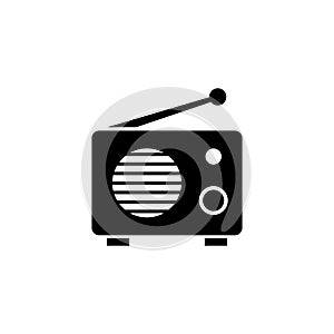 Fm Am Retro Radio, Audio Tuner Silhouette. Flat Vector Icon illustration. Simple black symbol on white background. Fm Am Retro