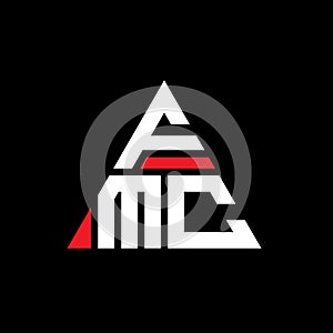 FMC triangle letter logo design with triangle shape. FMC triangle logo design monogram. FMC triangle vector logo template with red